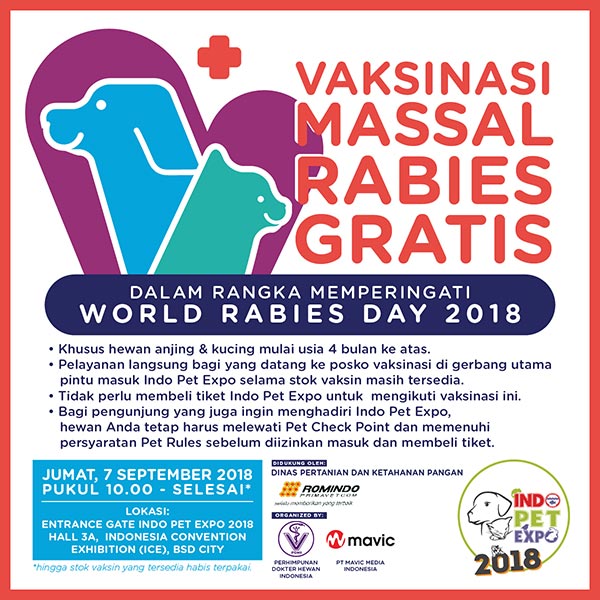 Vaksinasi Massal Rabies Gratis Di INDO PET EXPO 2018