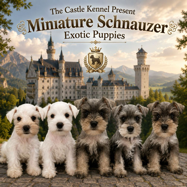 The Castle Present Miniature Schnauzer Puppies